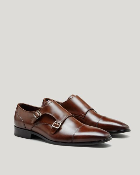 Double Monk Strap Leather Dress Shoe